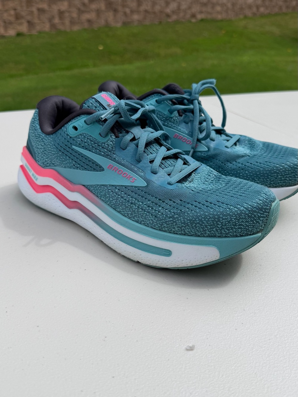 Brooks Ghost Max 2 Women’s Running Shoes Mesh Low Top Lace-Up Storm Blue/Pink